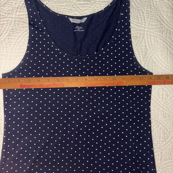 H&M Prima Cotton Navy Polka Dot Tank Top Medium - Picture 2 of 4